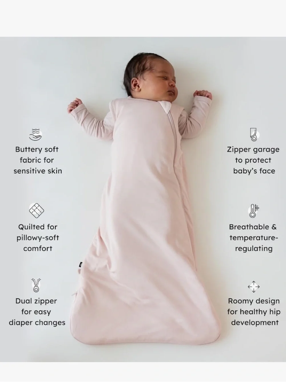 Kyte Baby Blush colored 1.0 Tog sleep sack